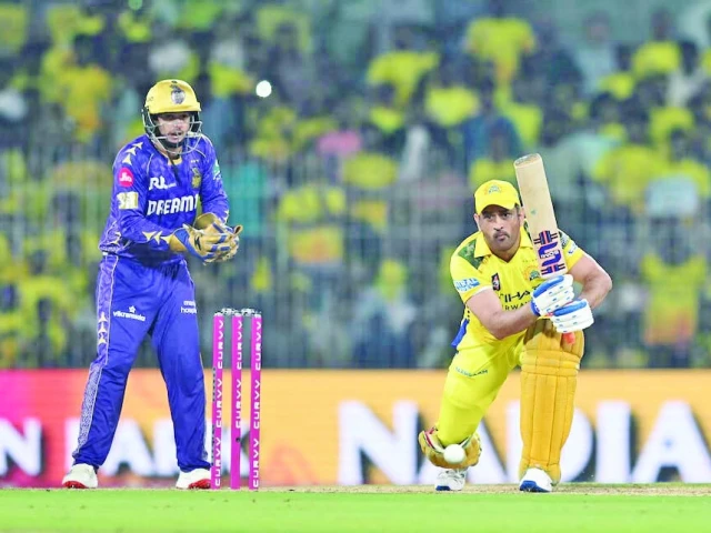 chennai super kings ms dhoni in action against kolkata knight riders in the ongoing ipl 2025 photo reuters