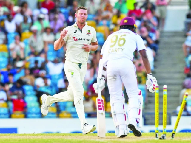 josh hazlewood of australia took five wickets in his side s win against the west indies photo afp josh hazlewood of australia took five wickets in his side s win against the west indies photo afp