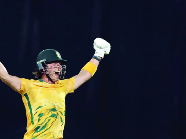 dewald brevis belted south africa s highest t20 individual score of 125 not out to propel them to a 53 run victory over australia photo afp