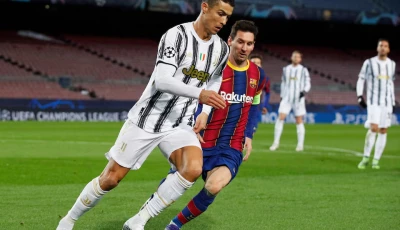 2020 fc barcelona s lionel messi in action with juventus cristiano ronaldo photo reuters