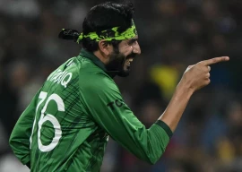 pakistan s usman tariq celebrates after taking the wicket of usa s mohammad mohsin at the t20 world cup photo afp