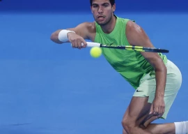 carlos alcaraz arrived in qatar after a trip to pre season f1 testing in bahrain in the wake of his australian open triumph photo afp