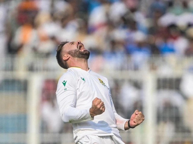 on a role south africa s aiden markram celebrates the wicket of india s washington sundar in the first test photo afp