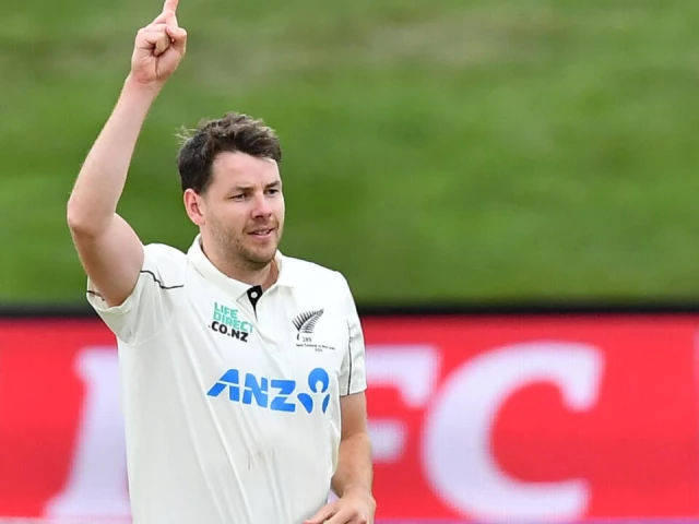 five star new zealand s jacob duffy celebrates the wicket of west indies jayden seales photo afp