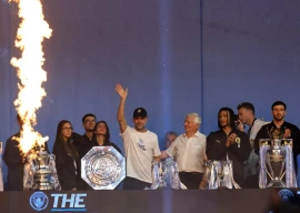 pep guardiola at an after party event following manchester city s trophy parade photo afp