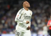 kylian mbappe got his 24th goal this season in la liga as real madrid held off a battling alaves photo afp