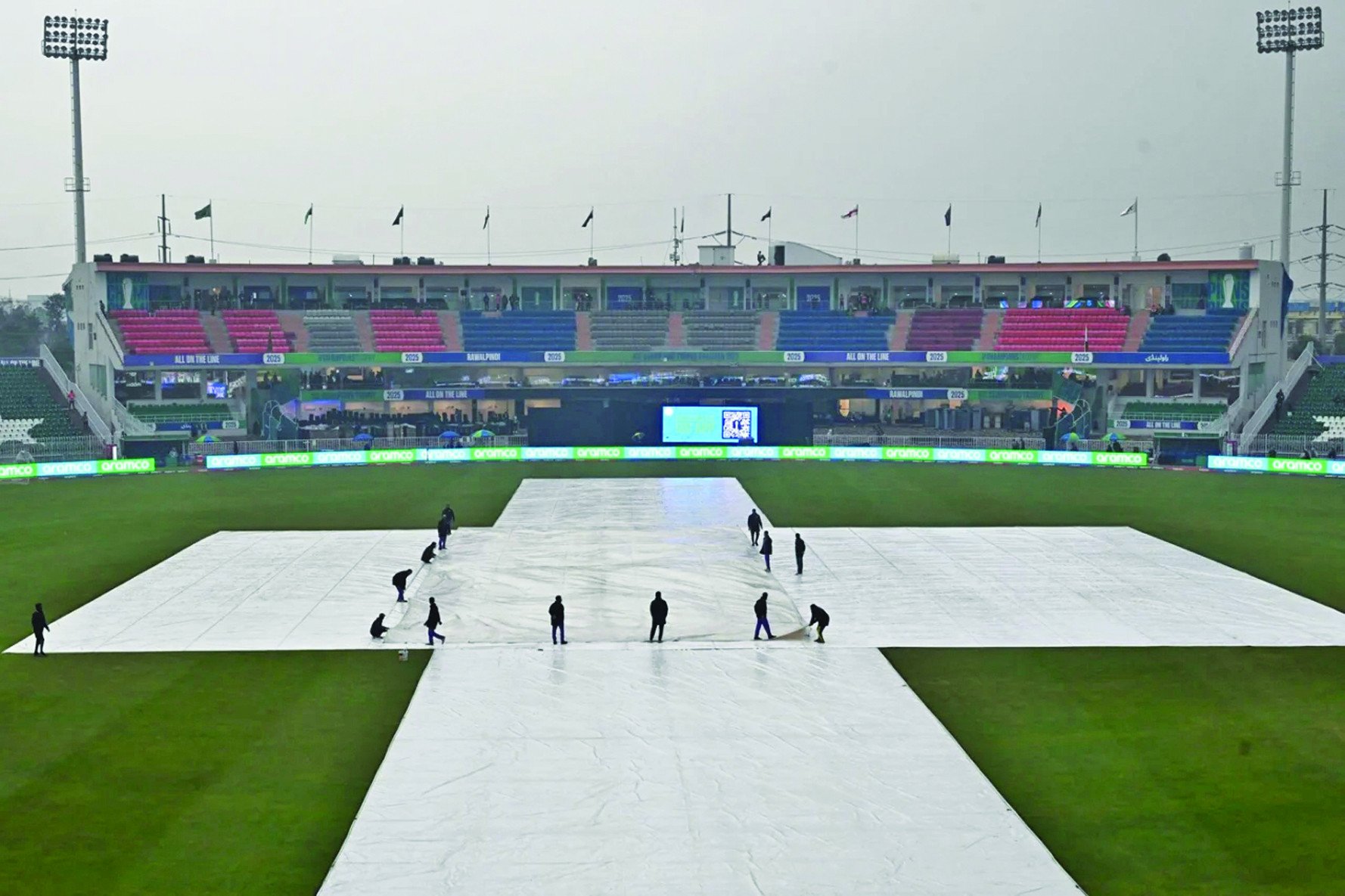 the outfield was covered in rawalpindi due to continues rain photo icc