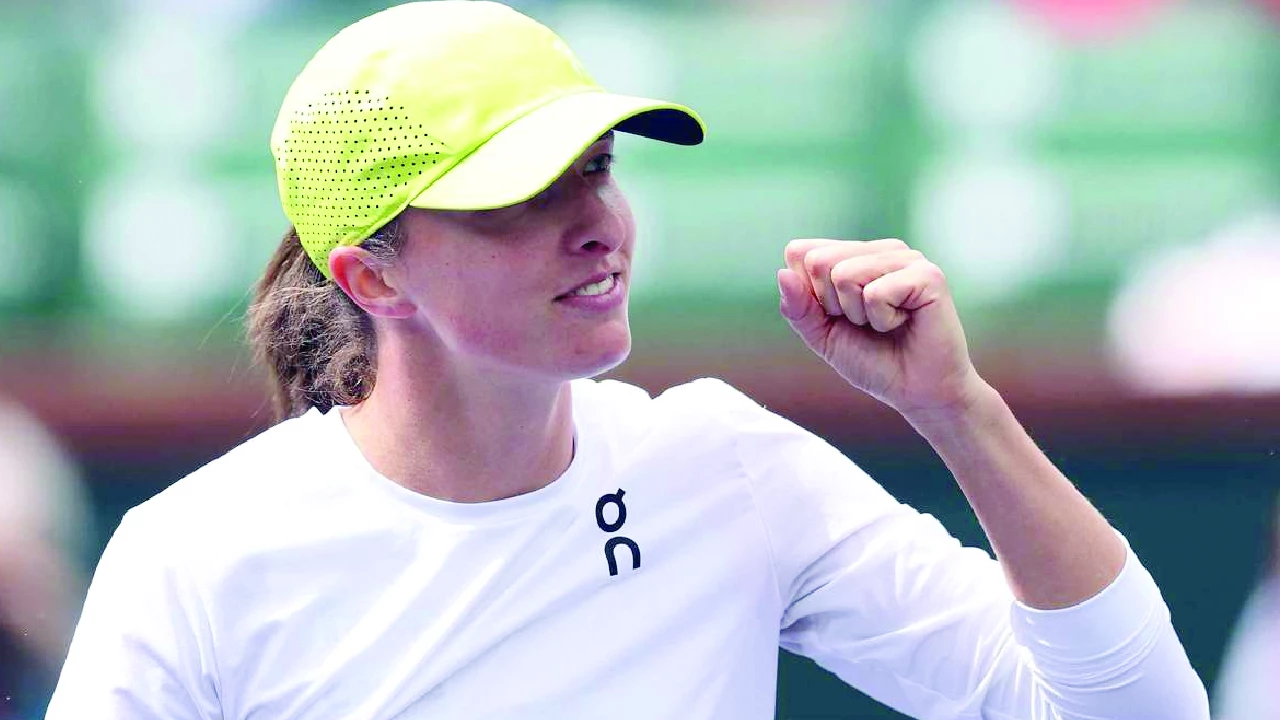 fast work defending champion iga swiatek on the way to a fourth round victory over czech karolina muchova at indian wells photo afp fast work defending champion iga swiatek on the way to a fourth round victory over czech karolina muchova at indian wells photo afp