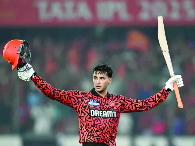 abhishek sharma finished on 141 off 55 balls the highest individual score for an indian at the ipl photo bcci abhishek sharma finished on 141 off 55 balls the highest individual score for an indian at the ipl photo bcci