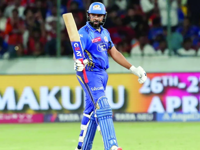 rohit sharma helped mumbai easily chase down a target of 144 set by hyderabad photo afp rohit sharma helped mumbai easily chase down a target of 144 set by hyderabad photo afp