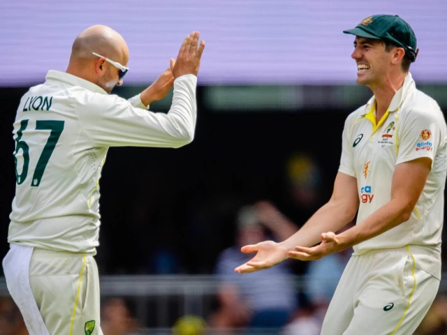 australian skipper pat cummins r expects spinner nathan lyon l to play all five tests against england photo afp australian skipper pat cummins r expects spinner nathan lyon l to play all five tests against england photo afp