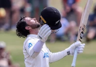 new zealand s devon conway celebrates his century photo afp