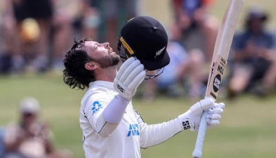 new zealand s devon conway celebrates his century photo afp