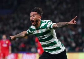 sporting cp s luis suarez celebrates scoring their second goal photo reuters