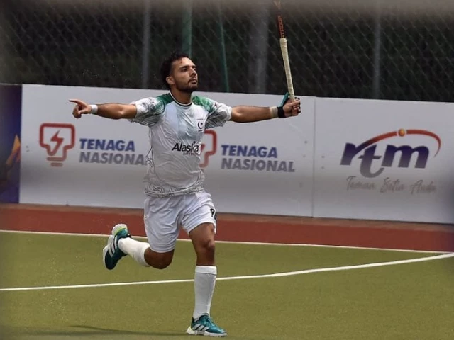 pakistan s hamza fayyaz celebrates a goal against japan during the sultan of johor cup hockey tournament photo ahf pakistan s hamza fayyaz celebrates a goal against japan during the sultan of johor cup hockey tournament photo ahf