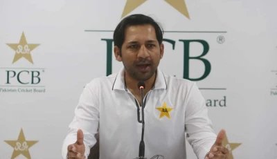 pakistan red ball head coach sarfaraz ahmed was addressing a press conference in lahore photo pcb file
