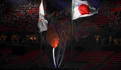 the cauldron is lit at the end of the opening ceremony of the 2026 asian games in nagoya photo afp