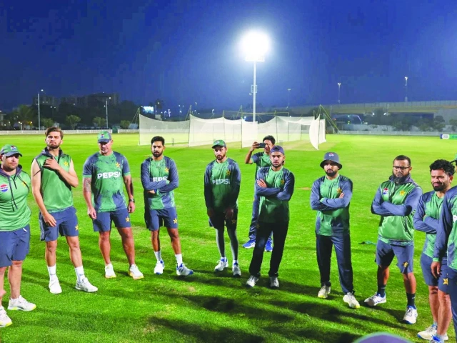 pakistan players take a break during their practice session at nsk ahead of their opening ct match against nz on wednesday photo pcb pakistan players take a break during their practice session at nsk ahead of their opening ct match against nz on wednesday photo pcb