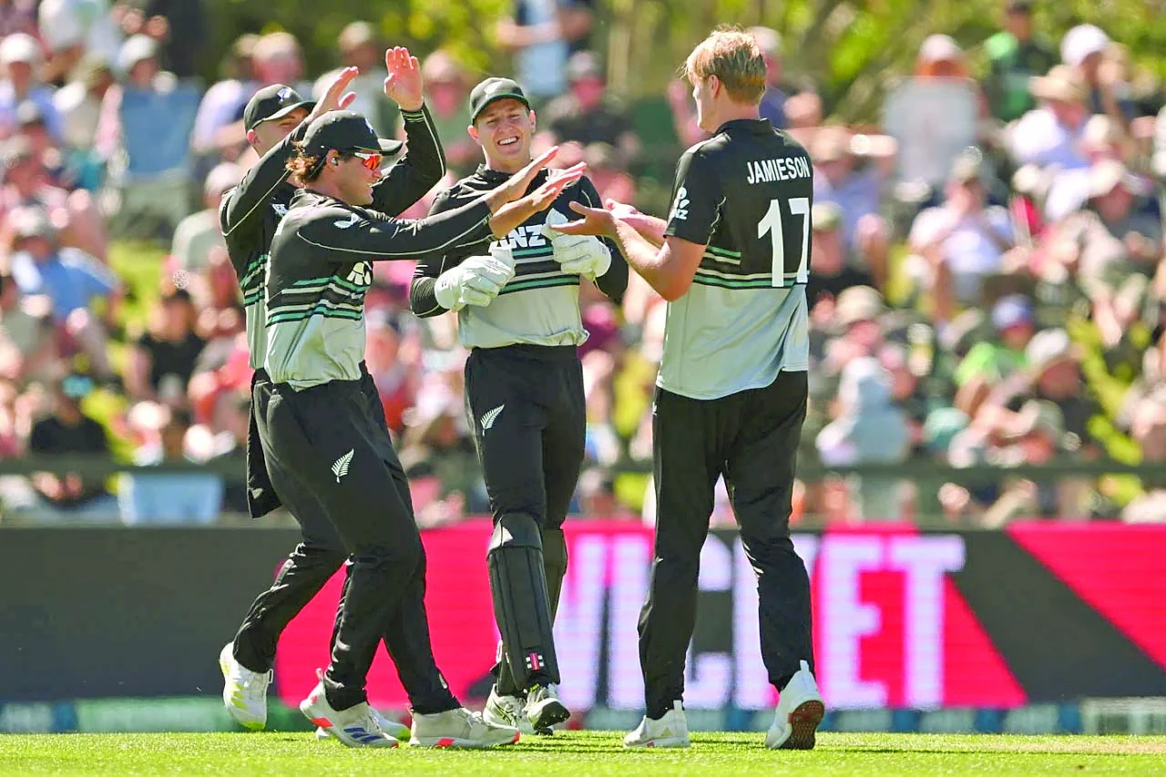 kyle jamieson had three wickets in his first three overs photo afp kyle jamieson had three wickets in his first three overs photo afp