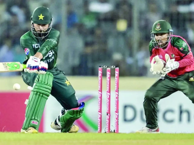 faheem ashraf s maiden t20i half century went in vain as pakistan suffered an eight run defeat in the second t20i against bangladesh photo afp