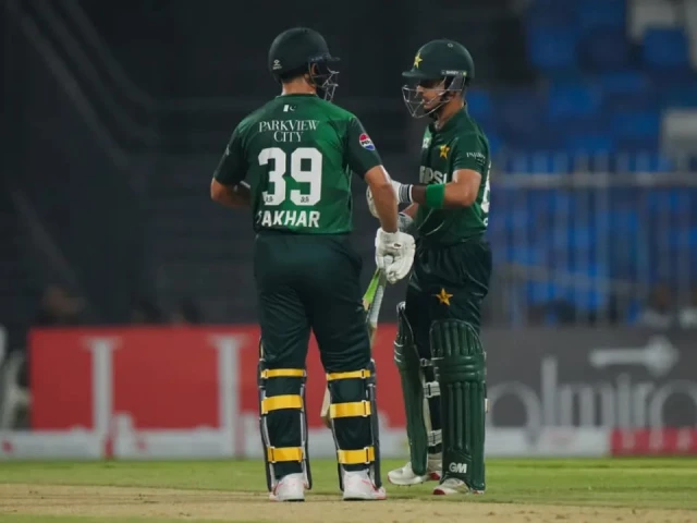 fakhar zaman and saim ayub punch gloves in the middle photo emirates cricket board fakhar zaman and saim ayub punch gloves in the middle photo emirates cricket board