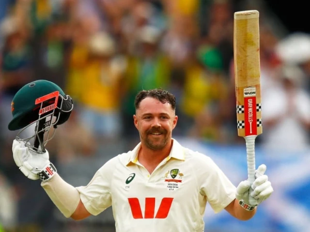 australia s travis head steered australia to within sight of victory in the first ashes test photo afp