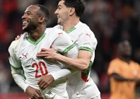 ayoub el kaabi l celebrates with brahim diaz after scoring his second goal and morocco s third in their win over zambia at the africa cup of nations photo afp