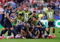 paraguay players celebrate matias galarza s goal photo reuters