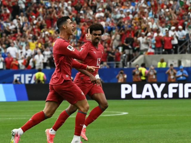 portugal s cristiano ronaldo celebrates after opening the scoring in a 5 0 thrashing of uzbekistan photo afp portugal s cristiano ronaldo celebrates after opening the scoring in a 5 0 thrashing of uzbekistan photo afp