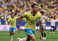 gabriel martinelli celebrates his 95th minute goal for brazil in houston photo afp