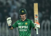 maaz sadaqat celebrates his maiden t20i fifty against sri lanka at the rawalpindi cricket stadium photo afp