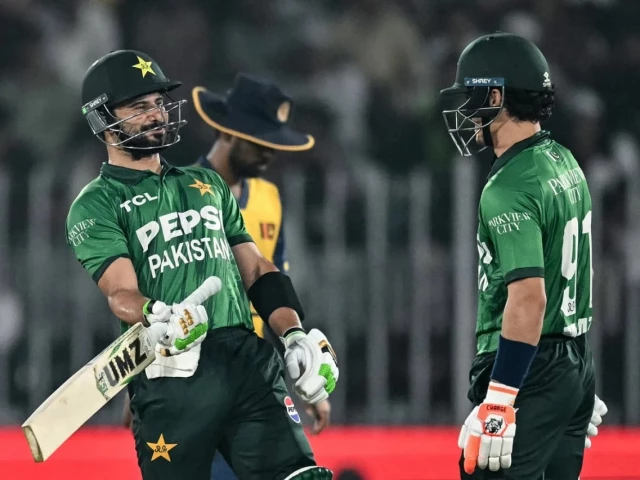 captain sahibzada farhan and maaz sadaqat share a 92 run stand against sri lanka at rawalpindi cricket stadium on friday photo afp captain sahibzada farhan and maaz sadaqat share a 92 run stand against sri lanka at rawalpindi cricket stadium on friday photo afp