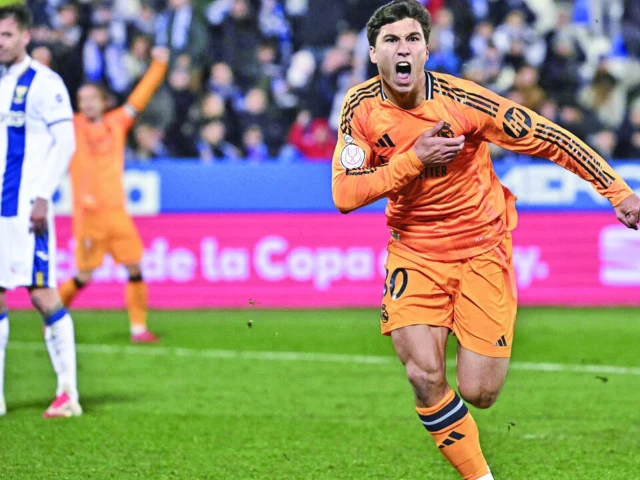 real madrid s spanish forward gonzalo garcia celebrates scoring their third goal against leganes photo afp