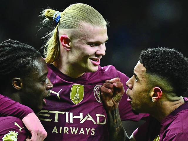 manchester city striker erling haaland in action against tottenham hotspurs photo afp manchester city striker erling haaland in action against tottenham hotspurs photo afp