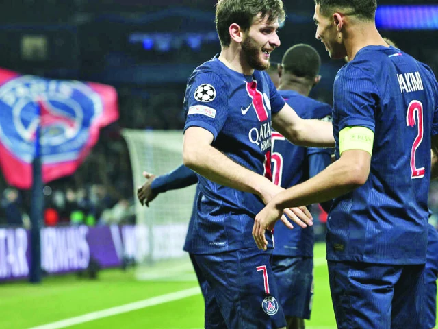 khvicha kvaratskhelia celebrates with captain achraf hakimi after scoring psg s second goal against aston villa photo afp khvicha kvaratskhelia celebrates with captain achraf hakimi after scoring psg s second goal against aston villa photo afp