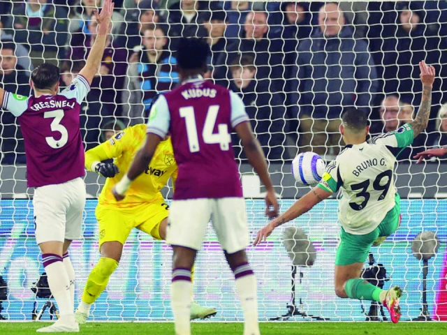 newcastle s bruno guimaraes scores the winner against west ham photo afp newcastle s bruno guimaraes scores the winner against west ham photo afp