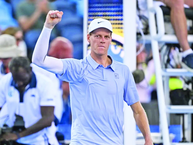 jannik sinner is playing his first tournament since lifting the trophy at wimbledon photo afp