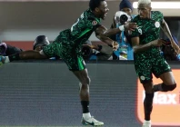 on target nigeria star victor osimhen r celebrates scoring against tunisia with defender bright osayi samuel photo afp