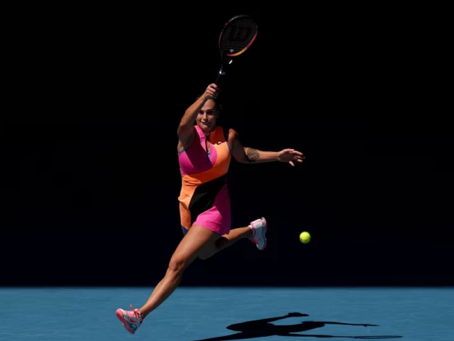 belarus aryna sabalenka in action during her quarter final match against iva jovic of the u s photo reuters belarus aryna sabalenka in action during her quarter final match against iva jovic of the u s photo reuters
