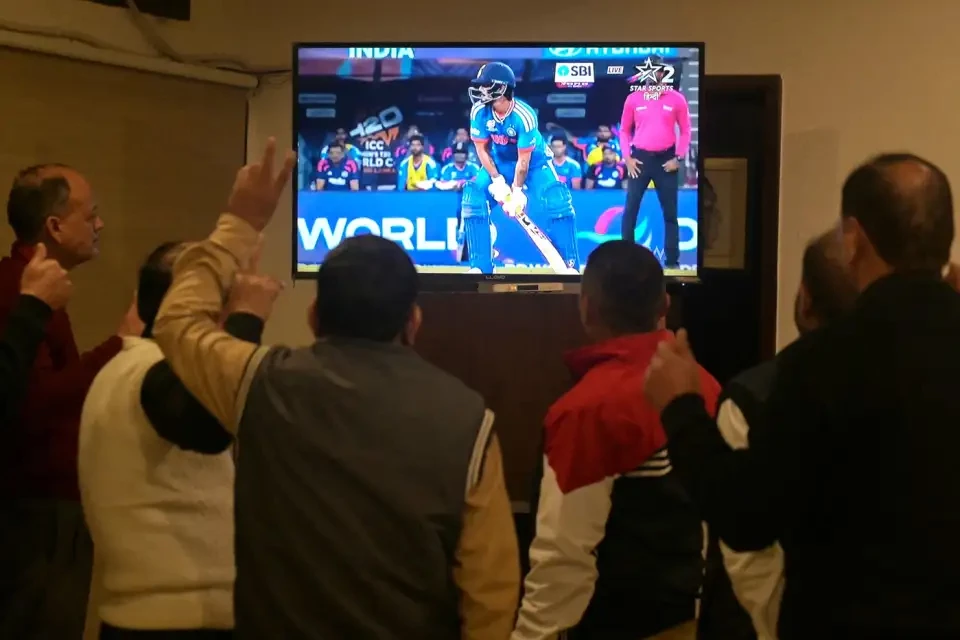 fans in amritsar watch ishan kishan bat in the india pakistan game photo afp