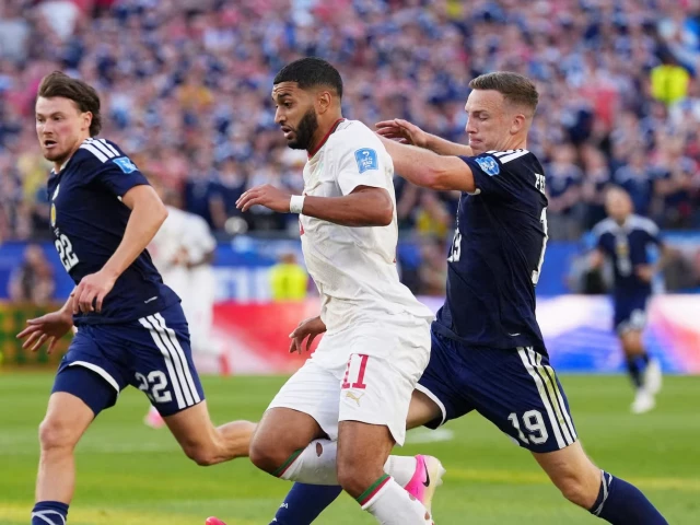 morocco s ismael saibari in action with scotland s lewis ferguson and nathan patterson photo reuters morocco s ismael saibari in action with scotland s lewis ferguson and nathan patterson photo reuters
