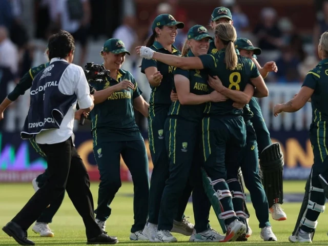 the australian players celebrate winning a record seventh t20 world cup photo afp the australian players celebrate winning a record seventh t20 world cup photo afp