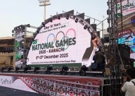 at full swing the opening ceremony of the national games was being held at the national bank stadium in karachi photo qaisar kamran