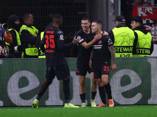 late drama bayer leverkusen s alejandro grimaldo celebrates scoring their second goal with ibrahim maza and christian kofane photo reuters late drama bayer leverkusen s alejandro grimaldo celebrates scoring their second goal with ibrahim maza and christian kofane photo reuters