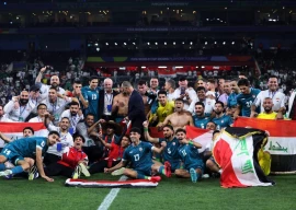 iraq s players celebrate after winning the 2026 fifa world cup qualifiers final playoff football match between iraq and bolivia at the bbva stadium in guadalupe photo afp
