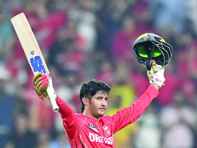 priyansh arya 24 pummelled nine sixes in a 39 ball hundred to set up punjab s 18 run victory over chennai super kings photo afp