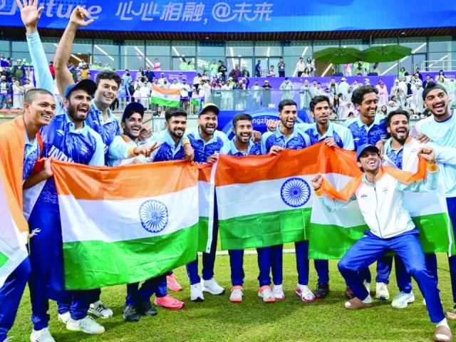 india celebrate their gold medal win at the 2023 asian games photo afp india celebrate their gold medal win at the 2023 asian games photo afp