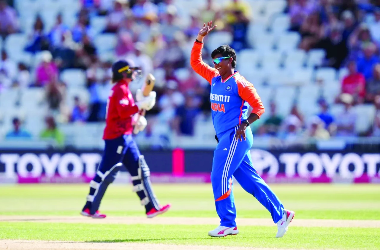 deepti sharma in action against england she struck twice inside the powerplay photo afp