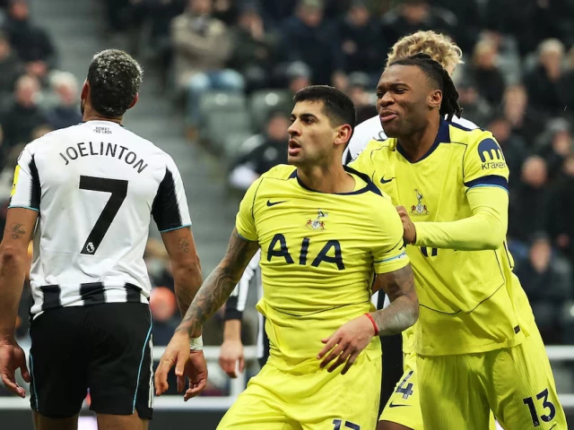 tottenham hotspur s cristian romero celebrates scoring their second goal with destiny udogie photo reuters
