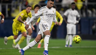 real madrid s kylian mbappe scores their second goal from the penalty spot photo reuters
